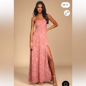 NWT Lulu’s Garden of Romance Rusty Rose Burnout Maxi Dress